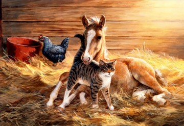 study of an apostle 2 Ölbilder verkaufen - Pferd Katze Henne an der Scheune